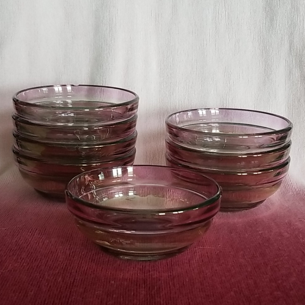 Set of 8 Rainbow Colored Glass Bowls